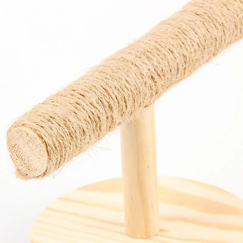 Parrot Wooden Tabletop Perch Bird Stand Training Exercise Sisal Claw Feet Grinding Bird Chew Retailsale