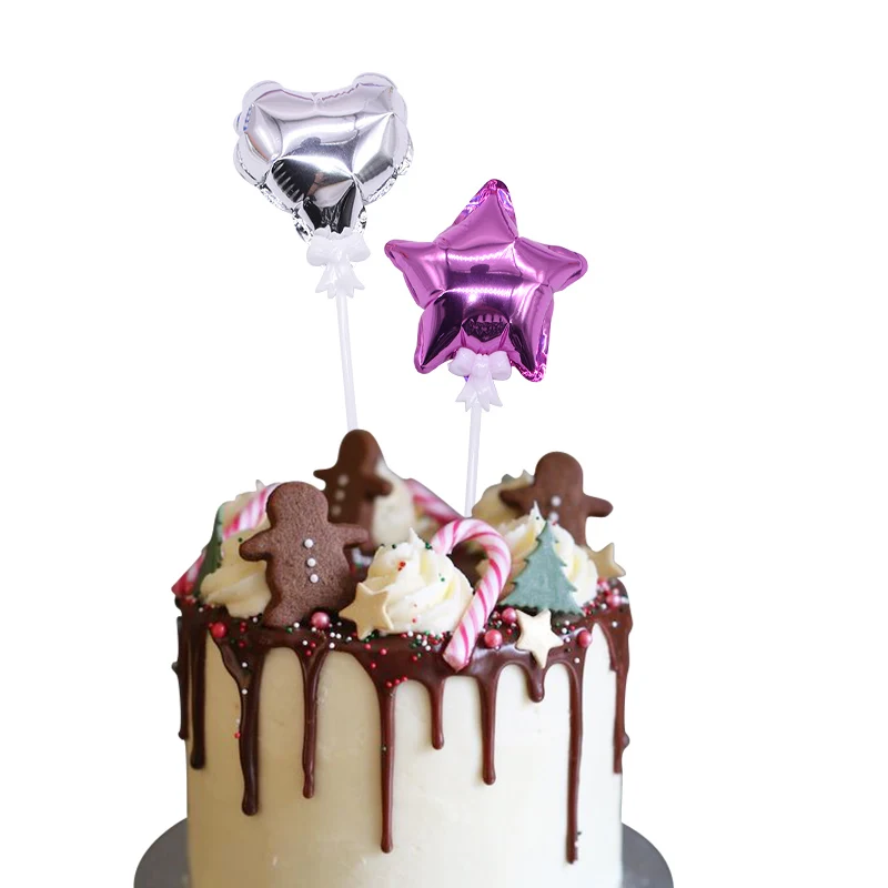 Звезда Сердце шар торт Топпер мини фольги Воздушные Шары кекс декора на свадьбу День рождения, детский душ вечерние сувениры орнамент поставки