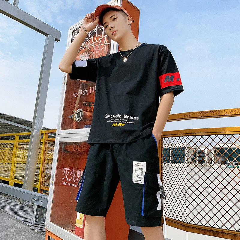 

[Have Quality Inspection Report] MEN'S Short-sleeved T-shirt Summer Set New Style Shorts Two-Piece Set Ds402p