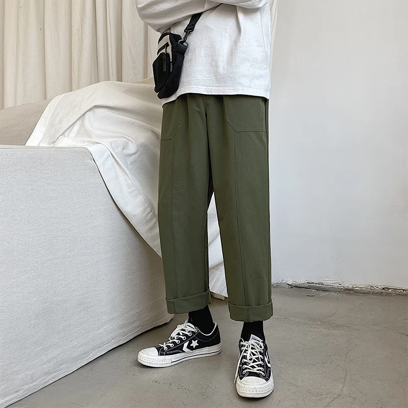 Army green Мужские модные хлопковые повседневные штаны, мужские свободные штаны для отдыха, 6 цветов, рабочие брюки, эластичные брюки-карго, S-3XL - Цвет: Army green
