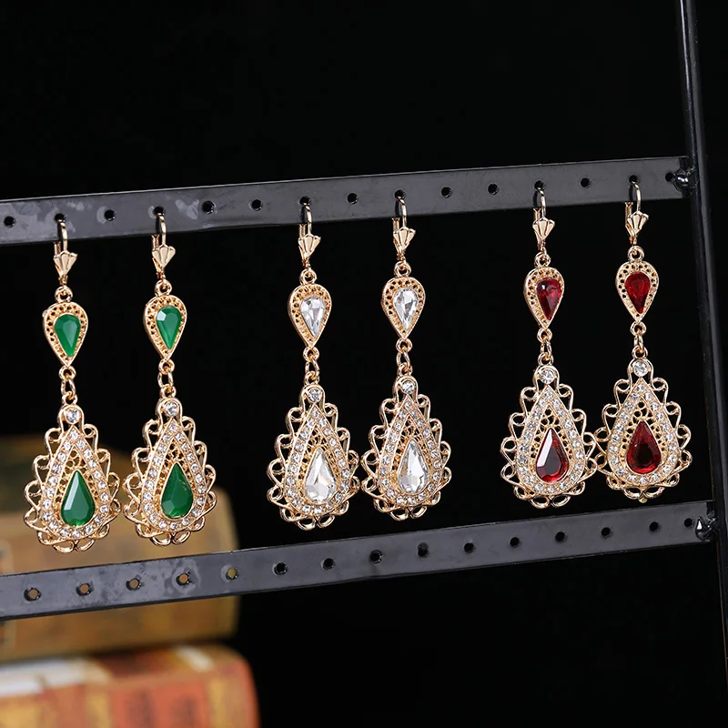 Drop Earrings Dome Teardrop Earrings European Bridal Decorative Jewelry Earring French Hook Water Drop Rhinestone