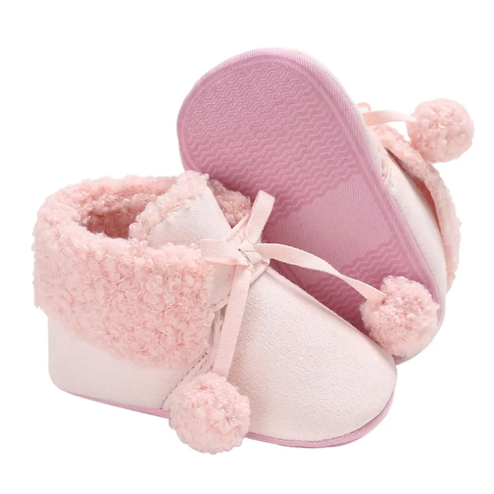 Детские ботинки, обувь для маленьких девочек, мягкая детская обувь для новорожденных, зимние теплые однотонные ботинки