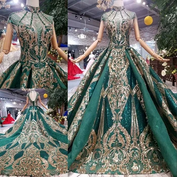 

Wedding Dress 2020 Luxury Real Photo High Neck Wedding Gown With Train Ball Gown Princess Robe De Mariee Vestido De Noiva