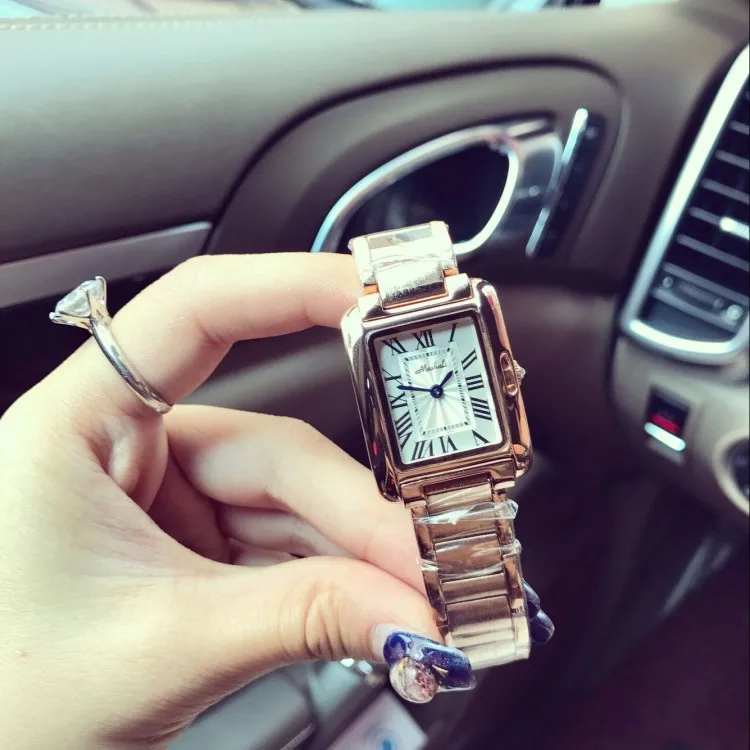 

New Style Popular Brand marsa li Square Retro Roman Numerals Durable Fashion Clean Steel Watch Strap Casual Ladies' Watch