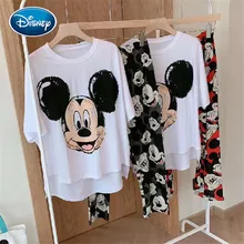 Disney Микки Аватар дома Услуги женские летние шорты с длинными рукавами брюки пижамы женские с Микки Маусом пижама с принтом Disney Микки Аватар дома Услуги женские летние шорты с длинными рукавами брюки пижамы женские с Микки Маусом пижама с принтом