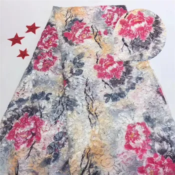 

Pretty French net lace fabric Amazing tulle net lace fabric with sequins for evening dress PAN91(5yards/lot)