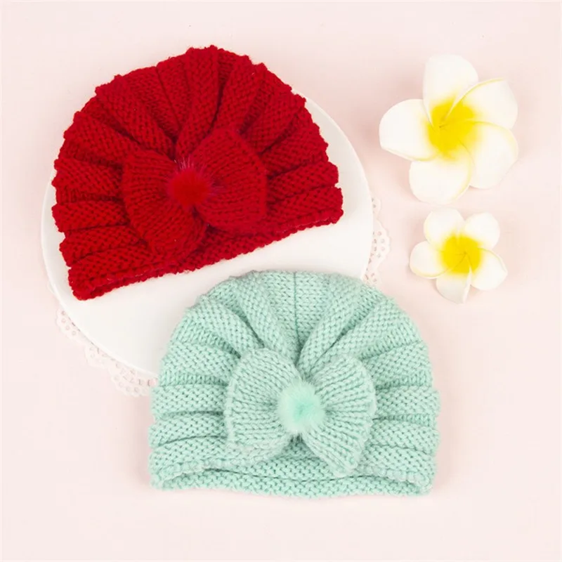 baby accessories box New Baby Hats Autumn Winter Warm Girl Boy Toddler Infant Kids Beanies Cap Unisex Solid Bow Knitted Hat Newborn Photography props baby stroller toys