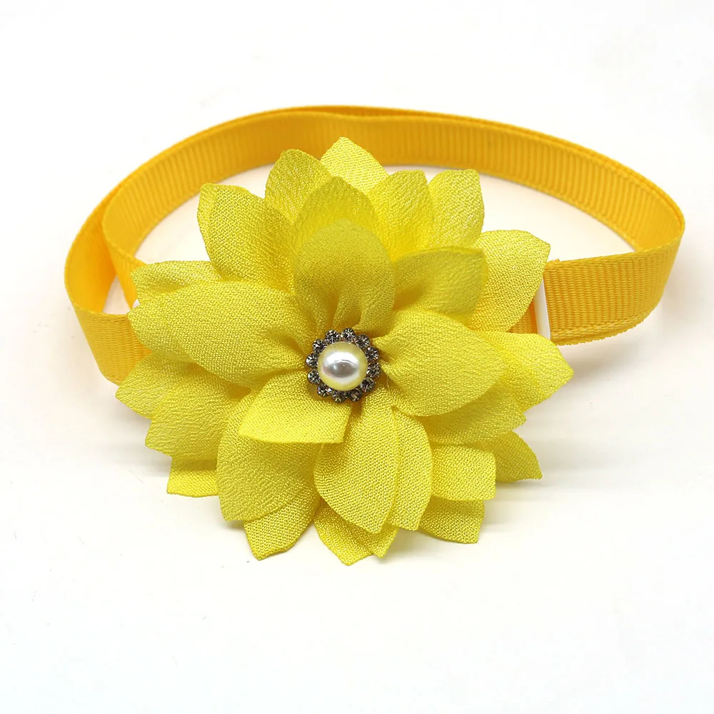 New 100pcs Small Dog Accessories Chiffon Rhinestone Pet Dog Cat Bowtie Collar Flower Small Dog Puppy Bow Tie Pet Supplies