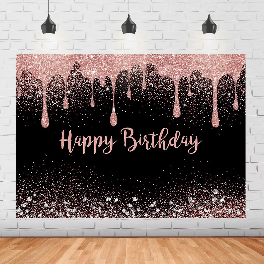 Pink Glitter Dots Birthday Photography Background Shiny Diamonds Girl Theme Tassel Portrait backdrop Poster Custom Banner | Электроника