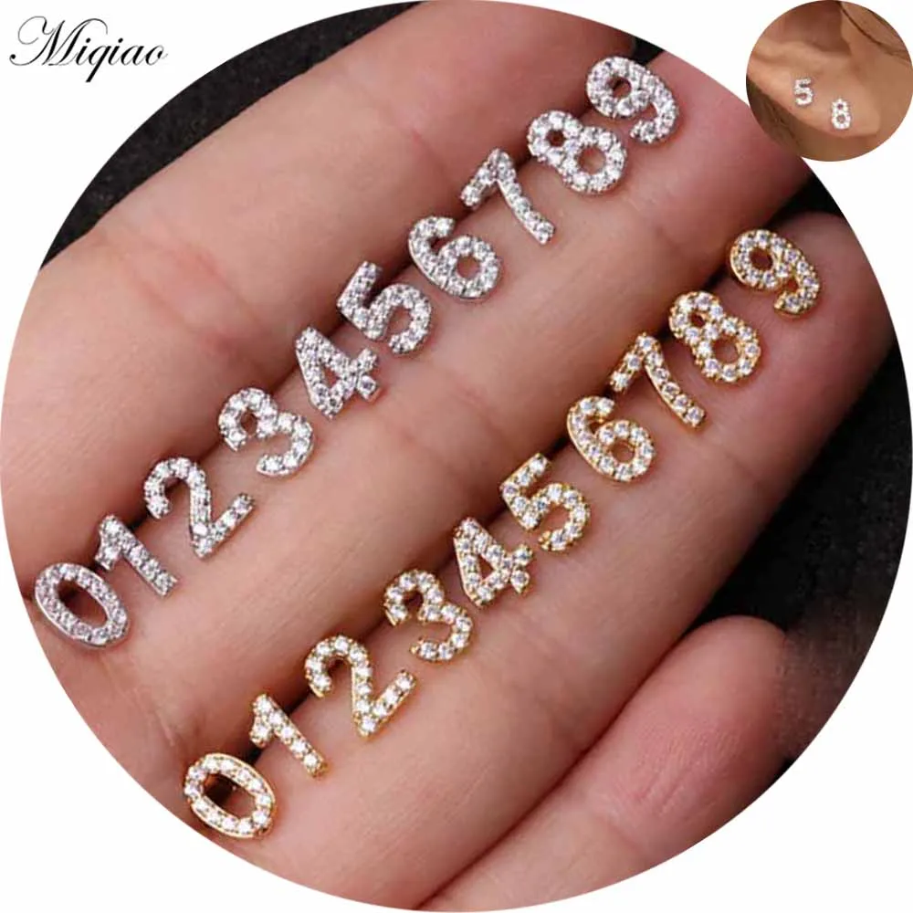 

Miqiao 2pcs Trendy Stainless Steel Diamond-encrusted Digital Straight Rod Ear Bone Studs Body Piercing Jewelry