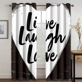 

English Stripe Opposite Love Printing Curtain Living Room Curtain Bedroom Curtain Home Decoration Adult Home Curtain