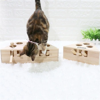 

Pet Hamster Cat Toy Solid Wood Mouse Hole Cat Scratching Interactive Educational Toys Pet Supplies