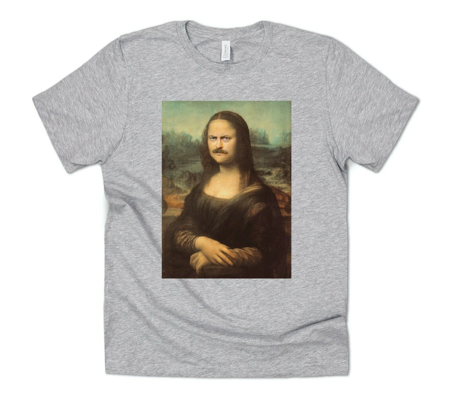 Ron Swanson Mona Lisa T-shirt Tee Funny Parks And Rec Recreation Gift Joke  Retro - T-shirts - AliExpress