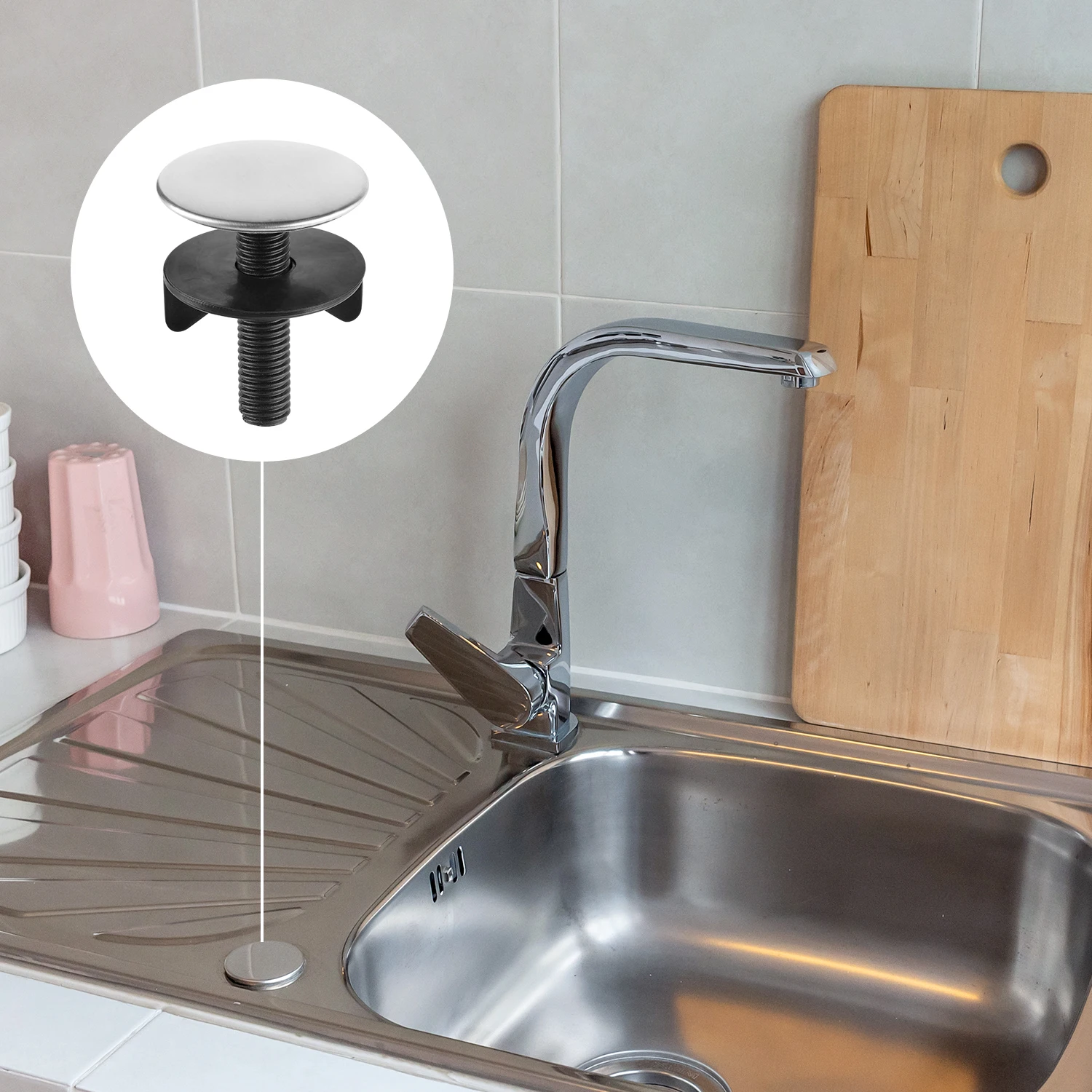 1pcs 304 Stainless Steel Kitchen Sink Hole Cover Faucet Hole Cover Kitchen Sink Tap Hole Plate Stopper Cover Blanking Metal Plug
