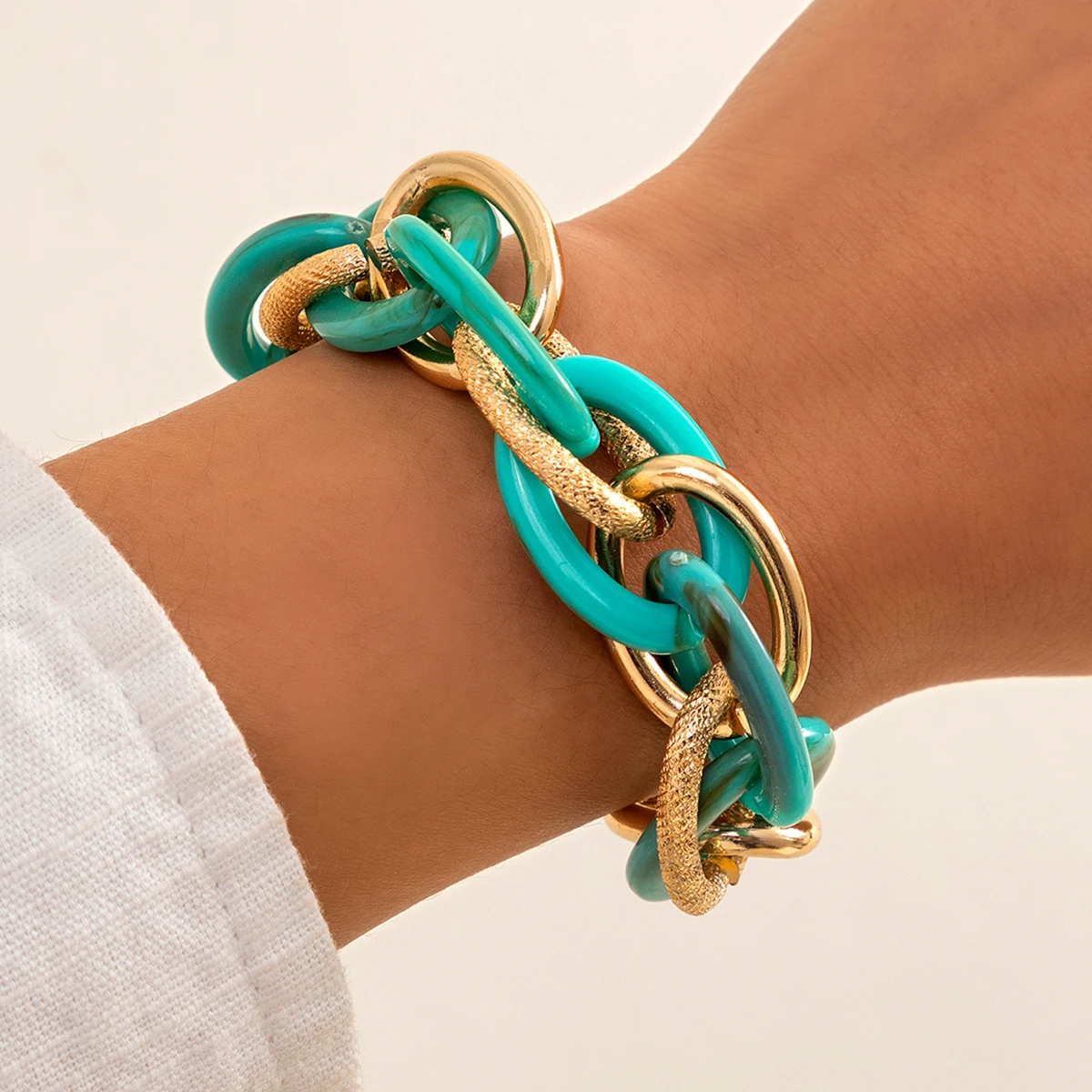 IngeSight.Z Colorful Rainbow Acrylic Resin Bracelets Bangles Chunky Thick Twisted on Hand Female Wrist Chain Jewelry | Украшения и