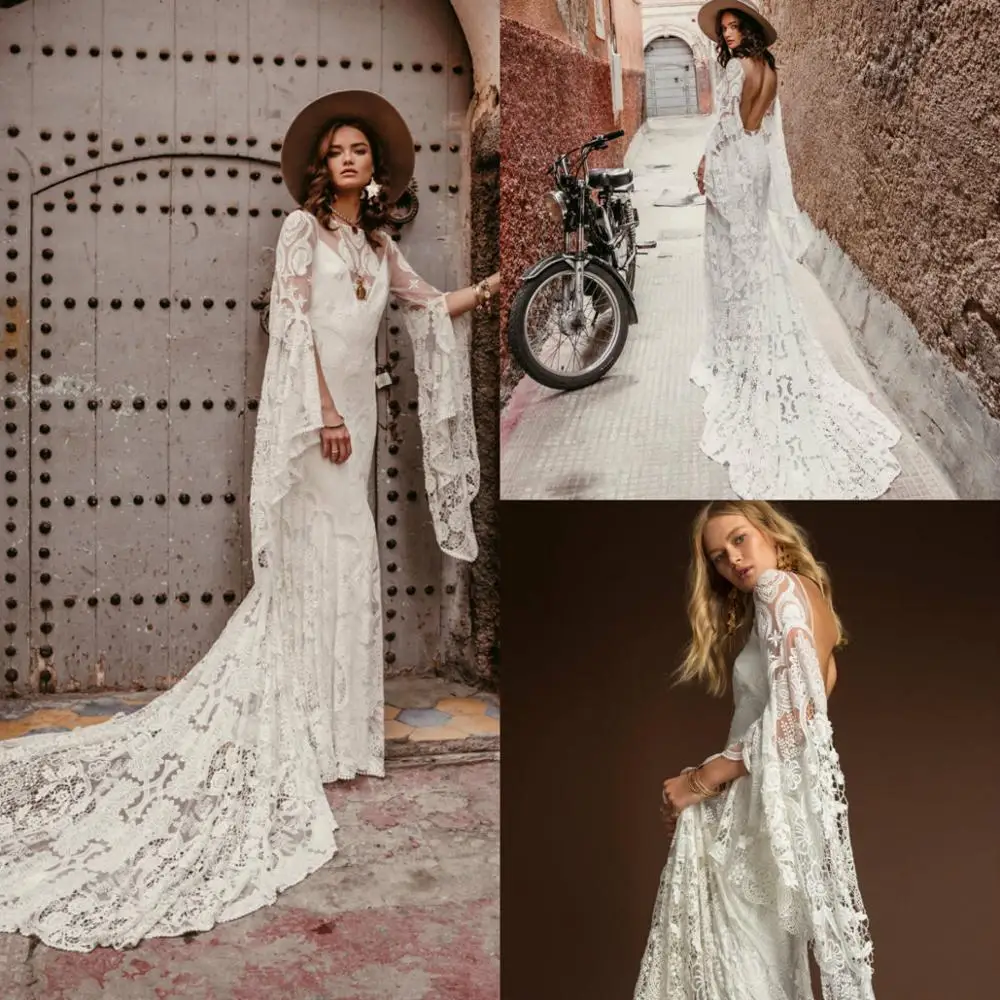 2020 ковбойские Свадебные платья русалки кружевные аппликации из двух частей