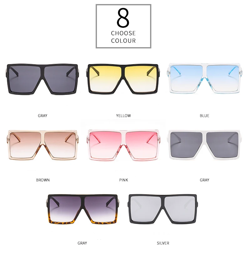 Женские солнцезащитные очки большого размера 2020 черные квадратные в большой