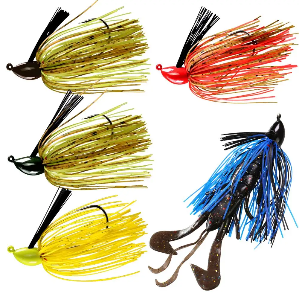 1Pcs/3pcs Jig Fishing Lure 16g Artificial Bait Mixed Colour Skirt Rubber Fishing  Jigs Bait Head Swim Jig Fishing Lures For Bass