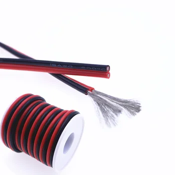 

2pin high quality extra soft silicone wire 24AWG 22 20 18 16 14 12awg high temperature resistance red + black silicone cable