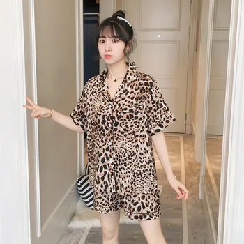 

HaloSweet Comfortable Cotton Short Sleeves Sleepwear Suit Women Two Pieces Turn-down Collar Summer Shorts Pajama Sets Pj Set