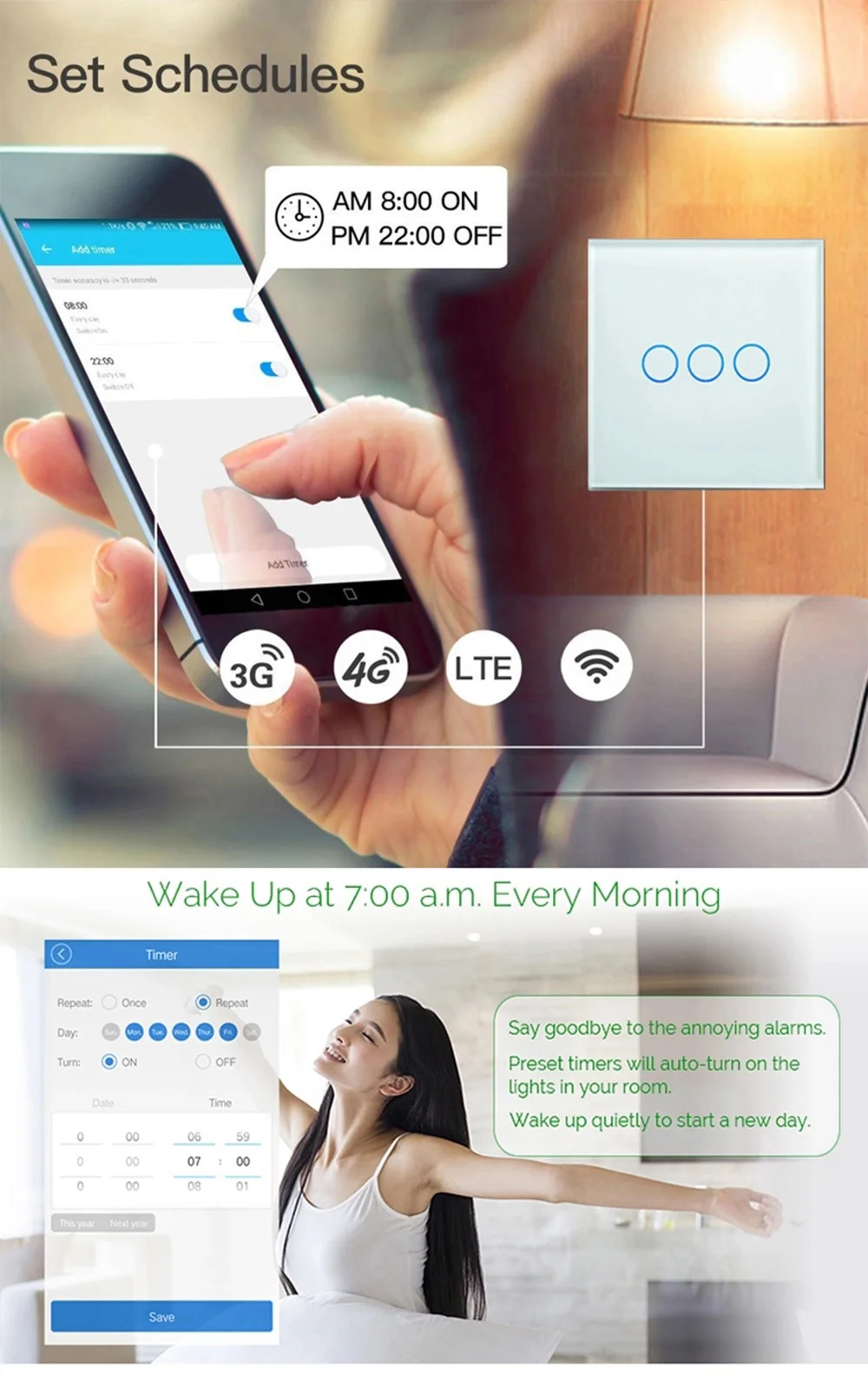 vidro, Painel de toque do interruptor, Controle