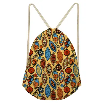 

THIKIN 2020 African Pattern Drawstring Bags Fashion Shoulder Bag for Teen Boys Girls Personalized Pouch Custom Mini Backpack