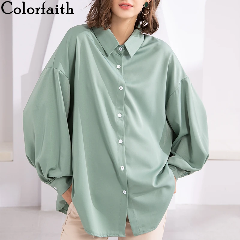 Colorfaith женские блузки рубашки 2019 весна лето однотонные шифоновые модные