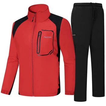 

Men's Sportswear Leisure Sets Spring Autumn Man 2 Pieces Sets Zipper Jacket+Pant Slim Tracksuit Sporting Suit Size L-5XL