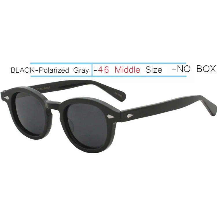 46-Black-Gray IVSTA Jonny Depp, мужские очки, ручная работа, ацетат, оправа, поляризационные солнцезащитные очки, круглые, люксовый бренд, оптические, близорукость, рецепт, логотип - Цвет оправы: 46-Black-Gray