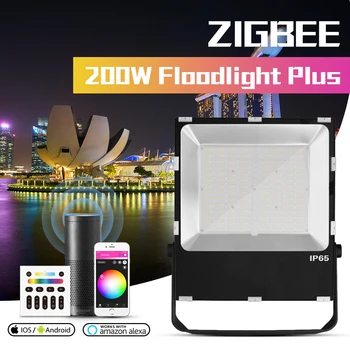 

Gledopto 200W Smart Zigbee Led Floodlight Plus RGBCCT Outdoor Light ip65 waterproof Works with Amazon echo plus SmartThing