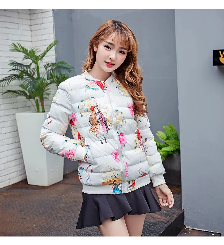 Autumn And Winter New Style Printed Small Cotton-Padded Jacket-Style Cotton-padded Clothes Short Jacket Women's Versatile S