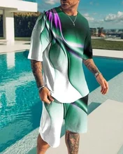 Lion King men's T-shirt, 3D printed Shorts Set, men's sportswear, round neck short sleeve sportswear, summer set