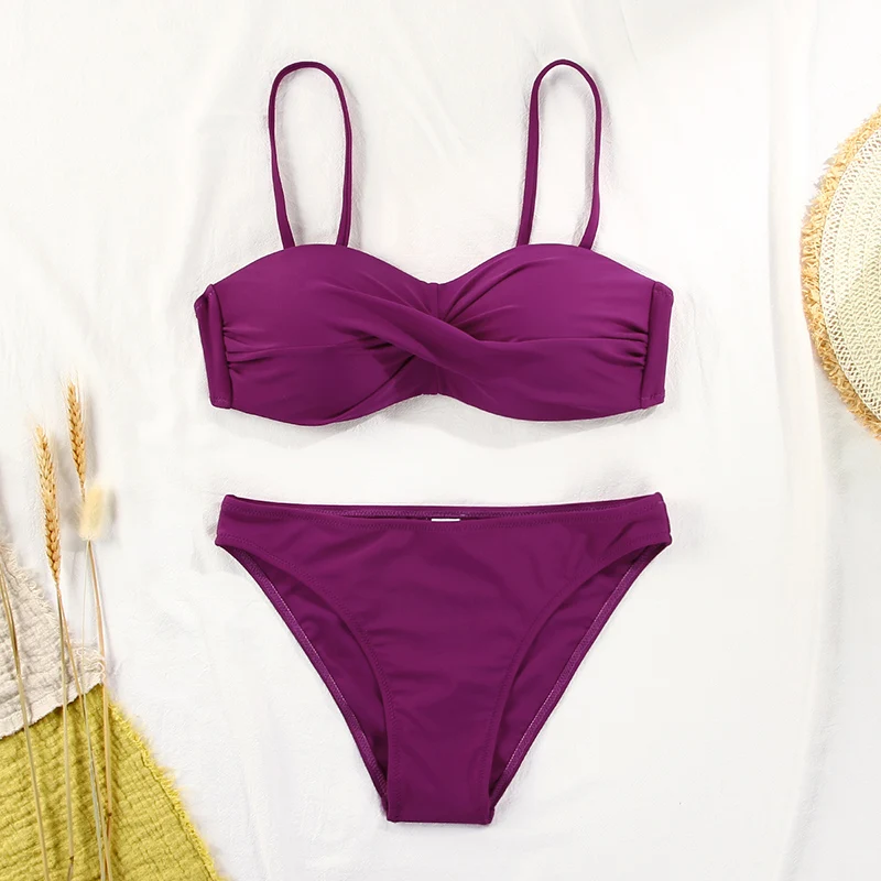 MAILLOT DE BAIN,Rinabe — Bikini Bandeau à motif léopard, maillot
