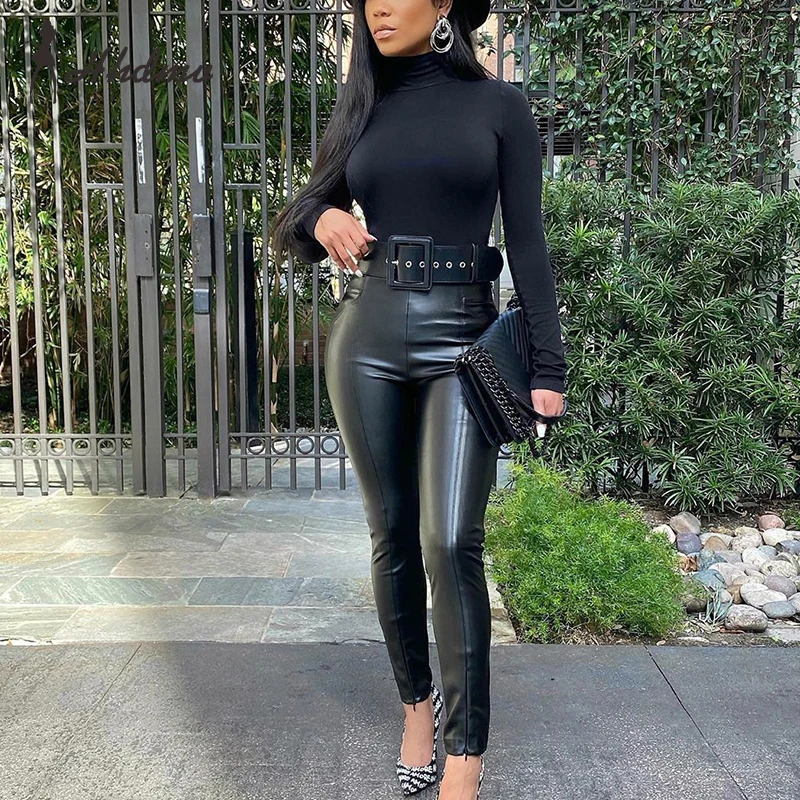 long black leather pants