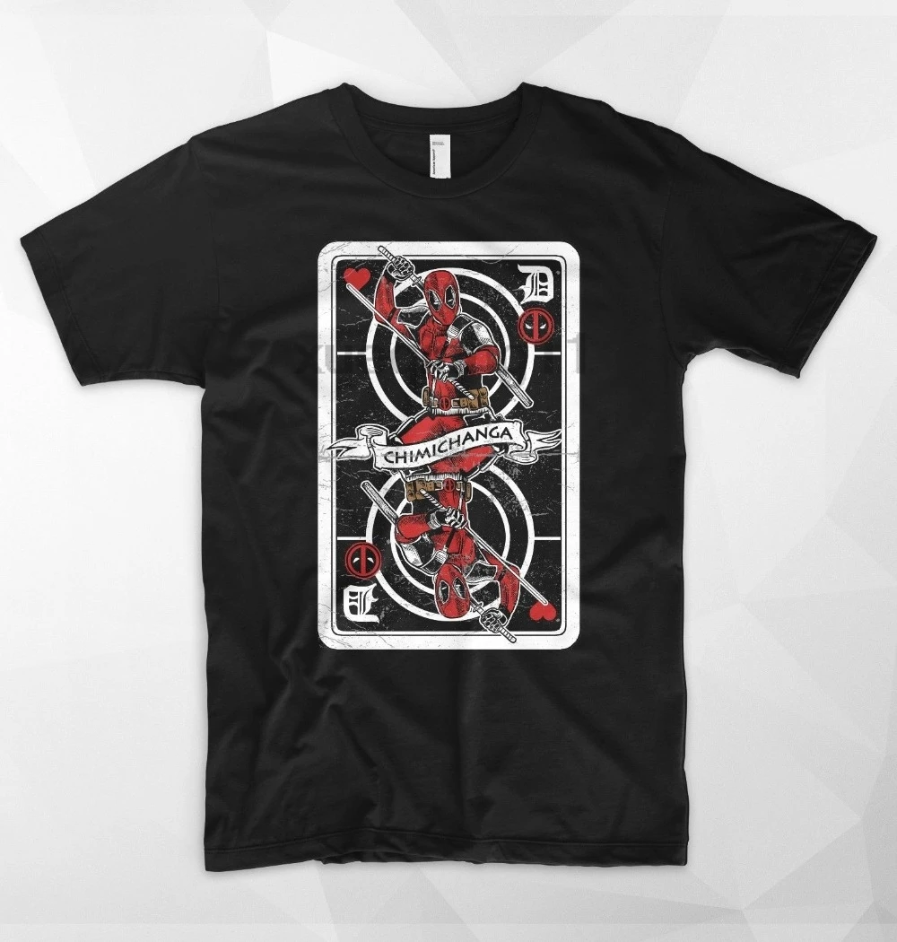 2019 Fashion O-Neck Hipster Tshirts Deadpool T Shirt Card King Chimichanga Superhero Marvel Gift Badass Comic Con funny Shirts | Мужская