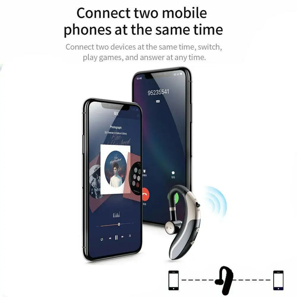 Wireless Bluetooth Headset Headphone Stereo Earphone Handsfree Call with Mic for Samsung S20 S10 S9 S8 iPhone 11 XR XS X 8 7
