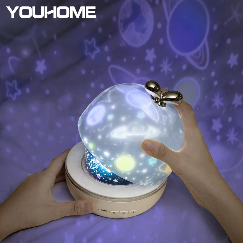 3 Color LED Rotating Projection lamp Starry Sky Romantic Projection Light Six slides choice night light