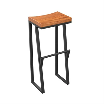 

Retro bar chair wrought iron stool solid wood creative high leisure front coffee