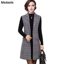 Длинный жилет; блейзеры для женщин; коллекция года; сезон зима-весна; однобортные винтажные клетчатые куртки; Blaser Casaco Jaqueta Feminina Chaqueta Mujer