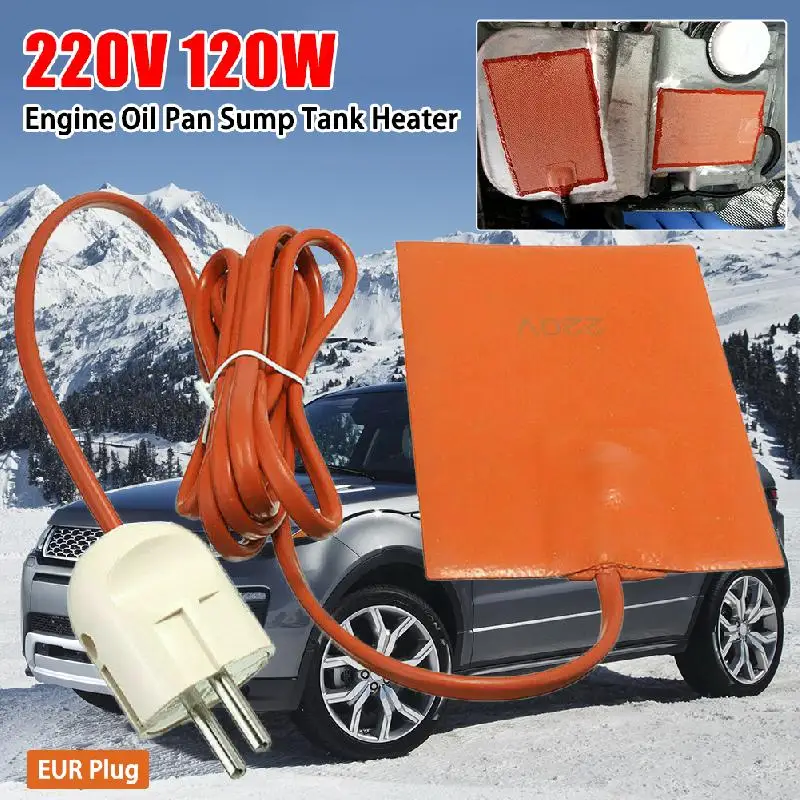 

1pc 220V 120W EU Plug Car Engine Oil Pan Sump Tank Heater Mat Reduce Wear Pad