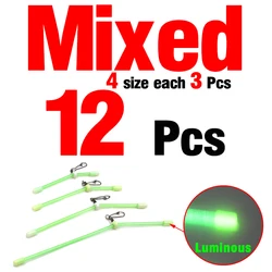 Luminous Anti - Tangle Fishing Feeder Booms Set - 12 Pieces with Snaps and Balance Connectors (Size Mixed)