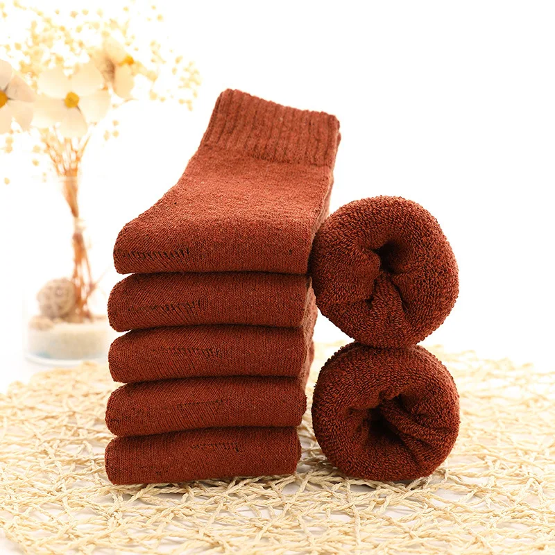 Зимние толстые теплые шерстяные махровые женские носки винтажные рождественские однотонные носки цветные носки подарок свободный размер милые носки - Цвет: 1Pair B