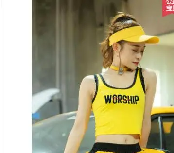 yellow top 2 Новые модные штаны для взрослых молодых девушек Ds одежда для выступлений танцевальные костюмы в стиле джаз, хип-хоп повседневные штаны с порошковым отверстием - Цвет: yellow top 2