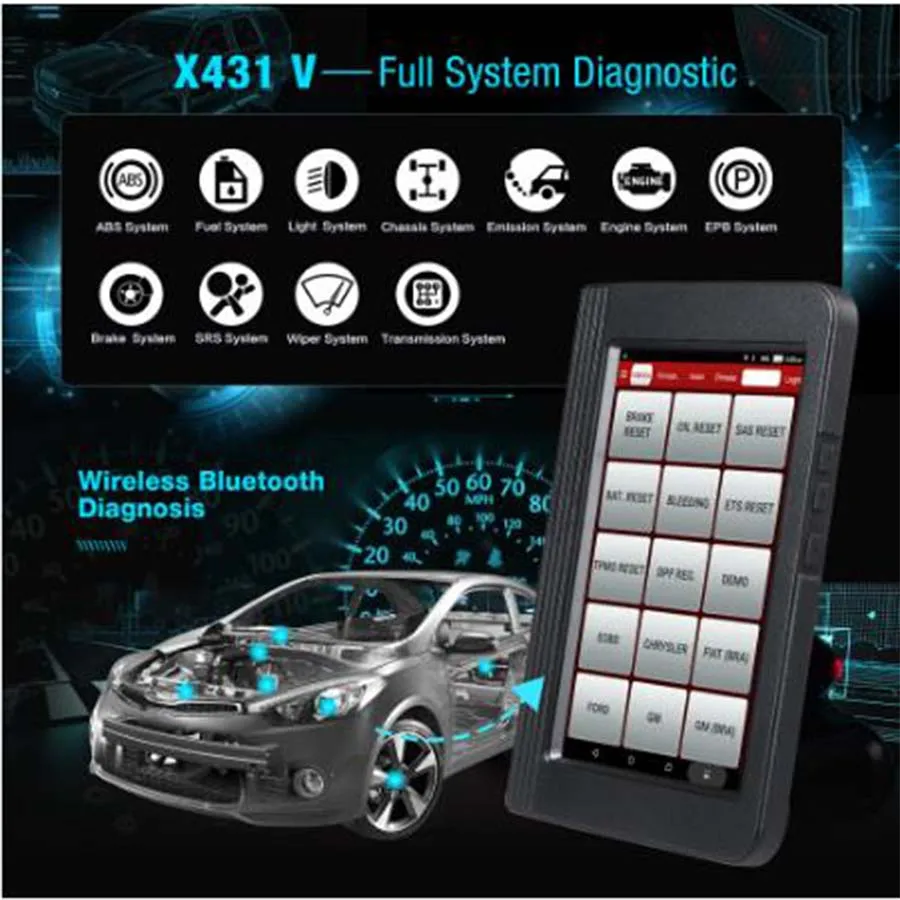 LAUNCH X431 V 8 дюймовый Bluetooth Wi Fi полный диагностический инструмент для автомобиля с