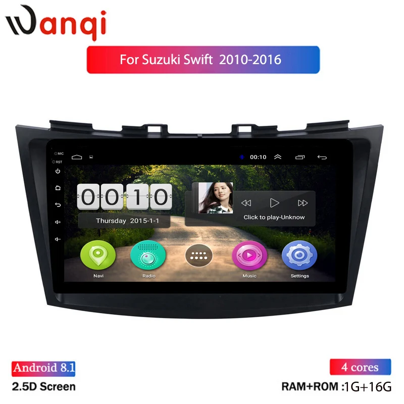Wan qi автомобильный стерео gps навигационный мультимедийный плеер для 2010- Suzuki Swift 9 дюймов Android 8,1 головное устройство