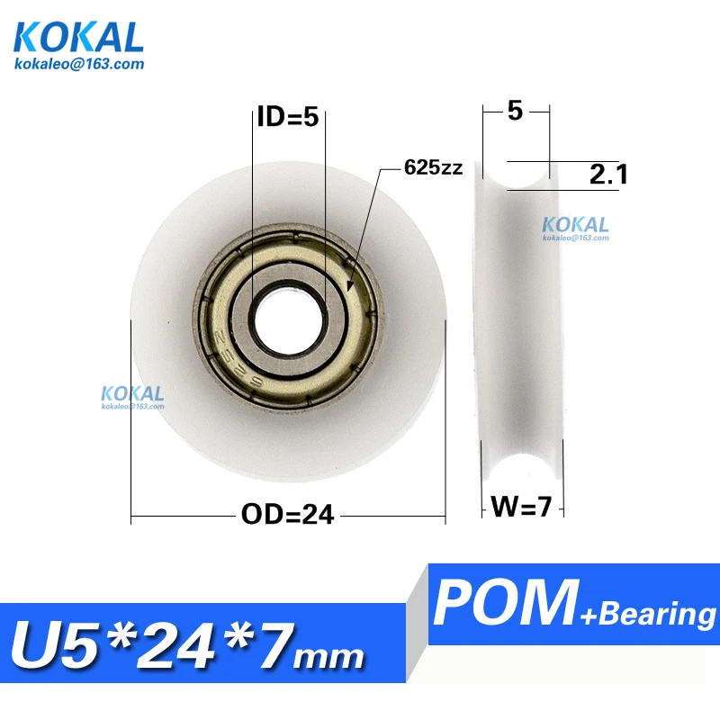 20 Ruote In POM Con Cuscinetto 625 E Scanalatura A V, Foro 5mm Per Stampanti 3D E CNC - Kit Pulegge