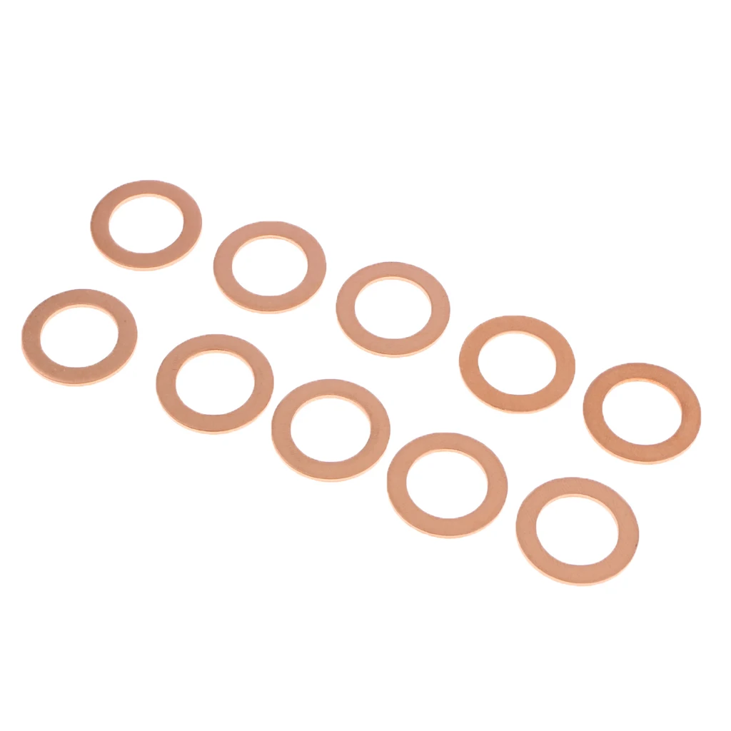 10PCS M14 Copper Oil Crush Washers/Drain Plug Gaskets Compatible with Ford
