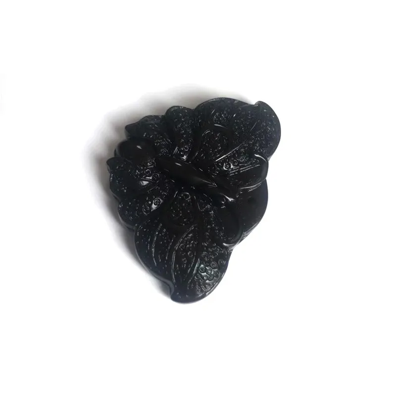 Natural Obsidian Butterfly Pendants Quartz Reiki Healing Crystal Hand Carved Exquisite Gem Necklace Women Valentines Day Gifts W