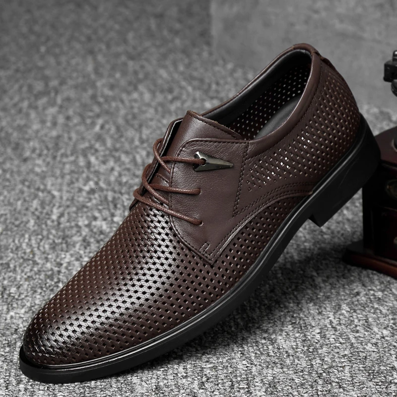 

Business Dress Men Formal Shoes genuine leather Wedding party Pointed Toe Fashion Leather Shoes Flats Oxford Shoes For Men L5