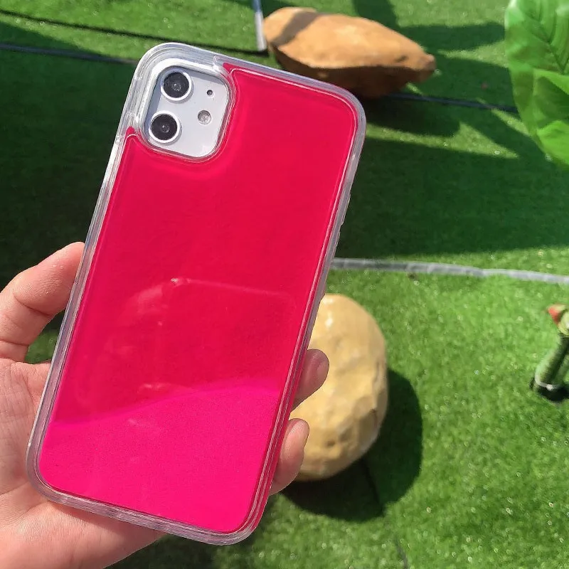 Светящийся неоновый чехол для телефона светящийся жидкий песок флуоресцентный